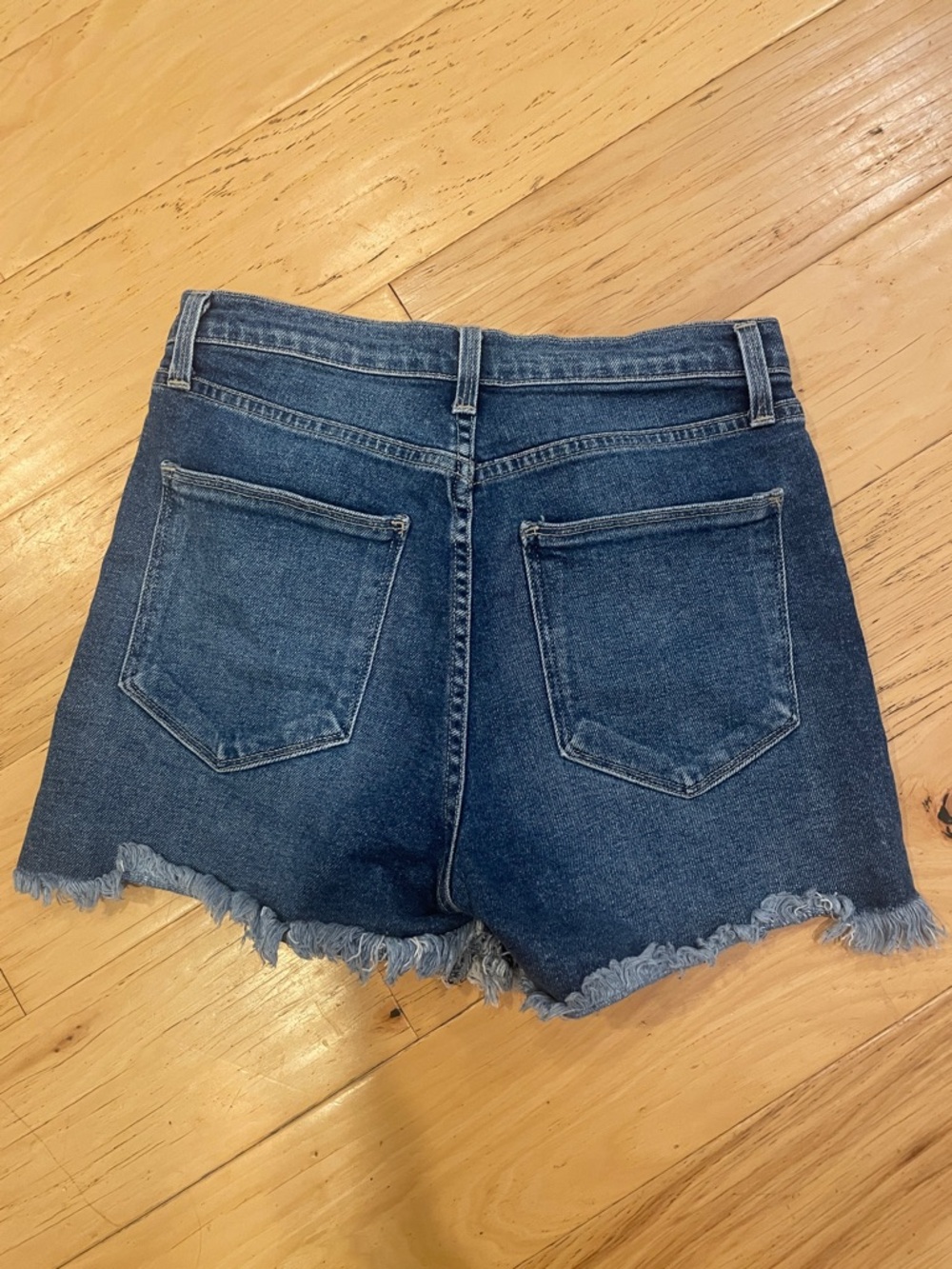 Just Black Dark Blue Frayed Hem Denim Shorts